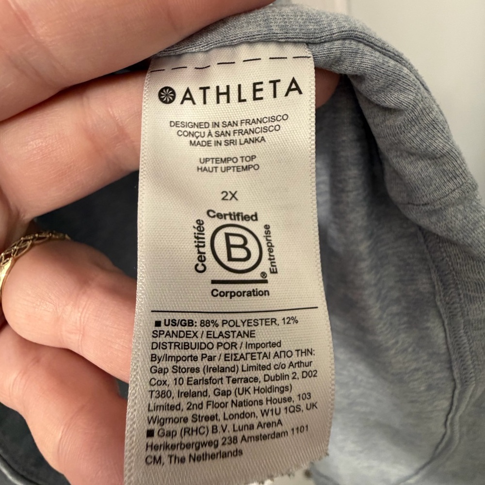 Athleta Women's Heather Gray/Blue Long Sleeve Tee - Picture 2 of 5